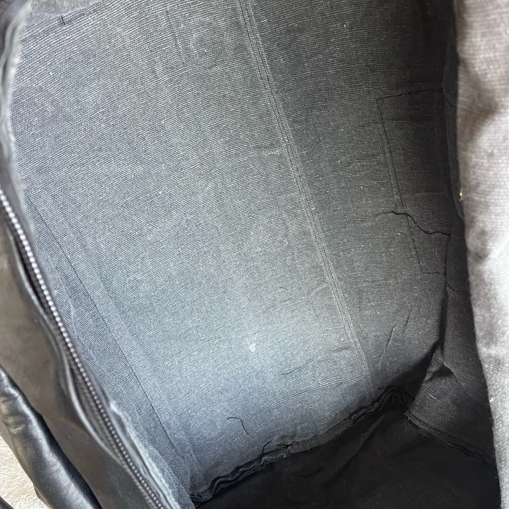Black Leather Weekender Duffel Bag - Unbranded